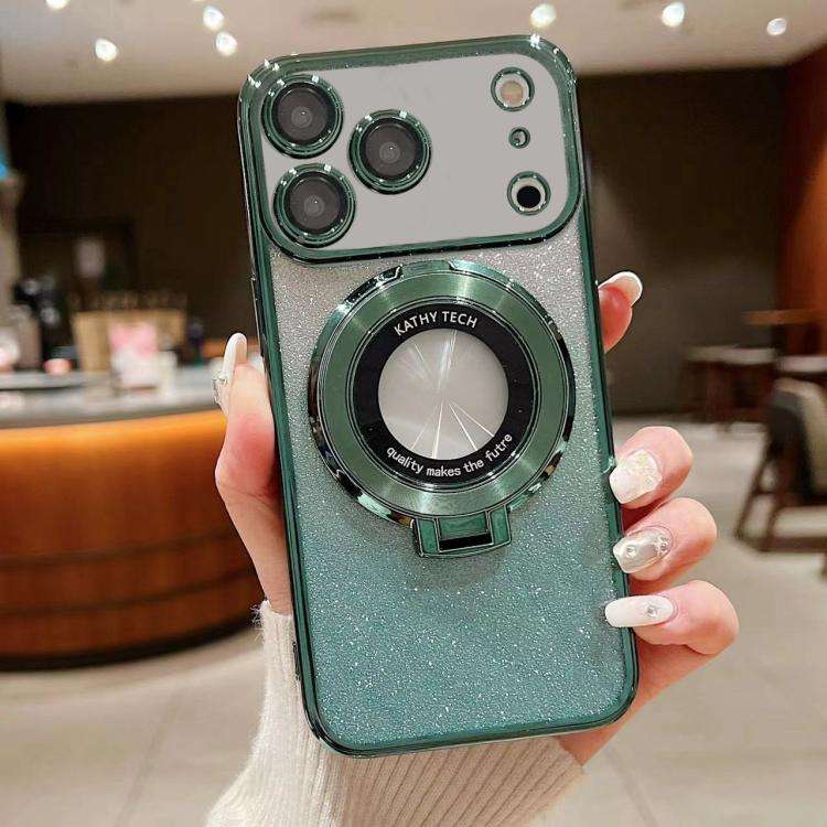 Electroplated Holder Gradient Glitter MagSafe Phone Case, For iPhone 17e / 16e, For iPhone 17 Pro...