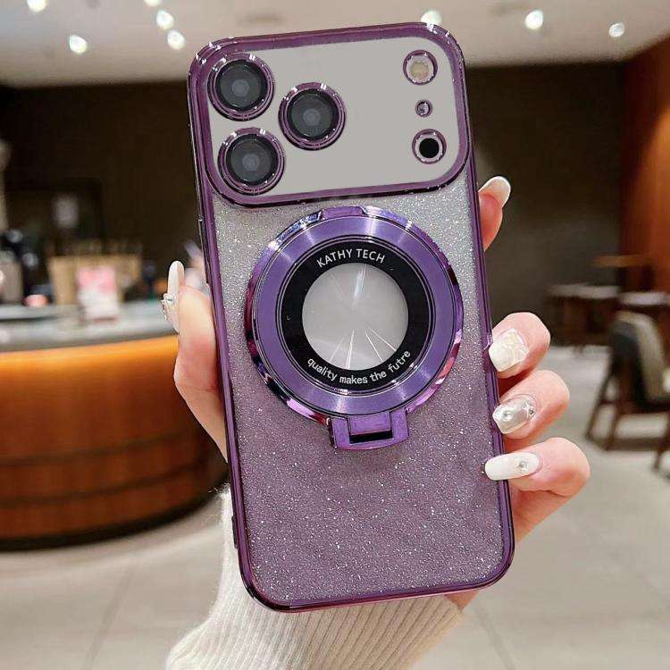 Electroplated Holder Gradient Glitter MagSafe Phone Case, For iPhone 17e / 16e, For iPhone 17 Pro...