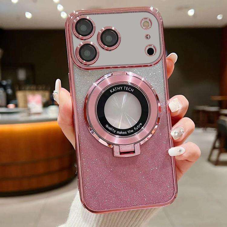 Electroplated Holder Gradient Glitter MagSafe Phone Case, For iPhone 17e / 16e, For iPhone 17 Pro...