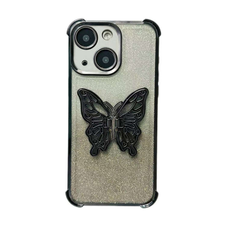 Electroplated Glitter 3D Butterfly Four-corner Shockproof TPU Phone Case, For iPhone 15 Pro Max, ...