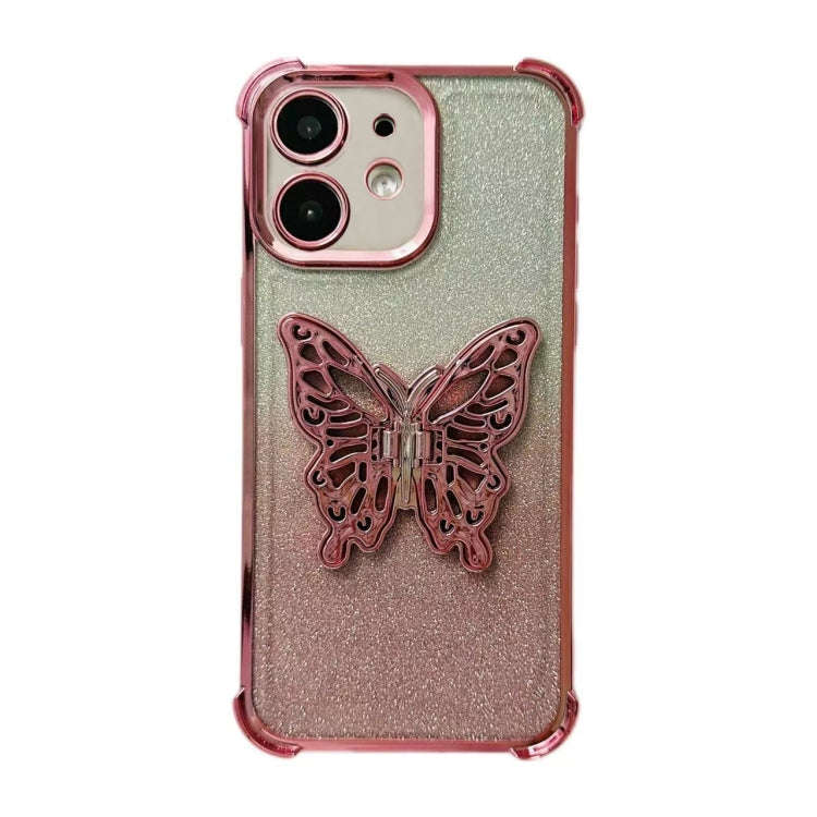 Electroplated Glitter 3D Butterfly Four-corner Shockproof TPU Phone Case, For iPhone 13 Pro Max, ...