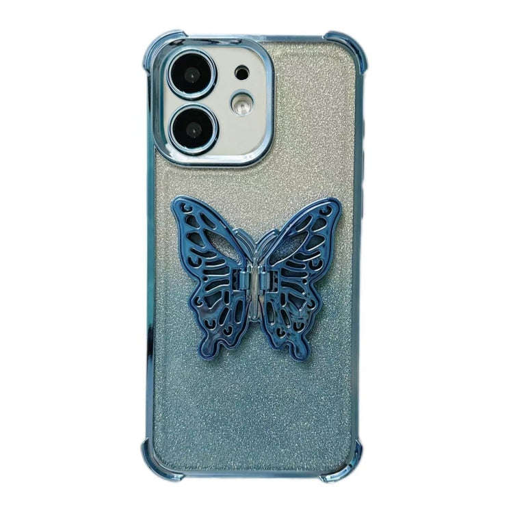 Electroplated Glitter 3D Butterfly Four-corner Shockproof TPU Phone Case, For iPhone 13 Pro Max, ...