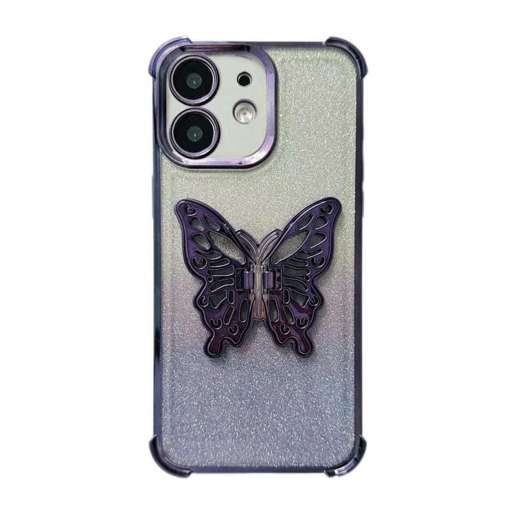 Electroplated Glitter 3D Butterfly Four-corner Shockproof TPU Phone Case, For iPhone 13 Pro Max, ...