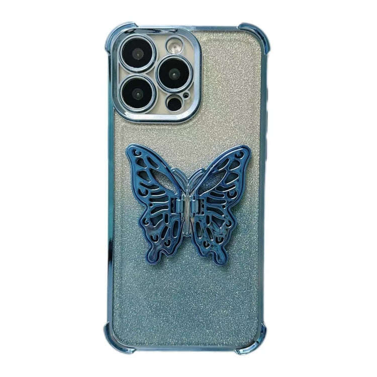 Electroplated Glitter 3D Butterfly Four-corner Shockproof TPU Phone Case, For iPhone 13 Pro Max, ...