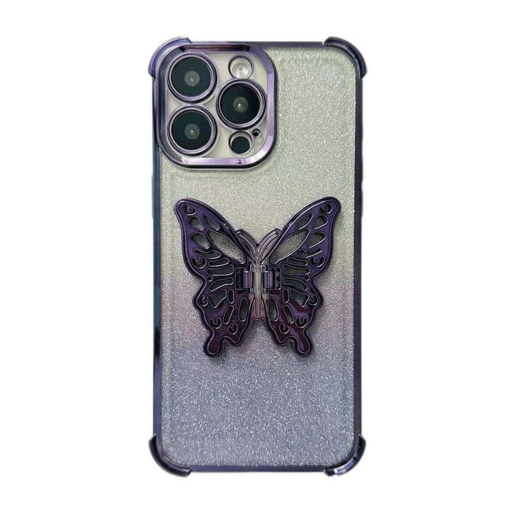 Electroplated Glitter 3D Butterfly Four-corner Shockproof TPU Phone Case, For iPhone 13 Pro Max, ...