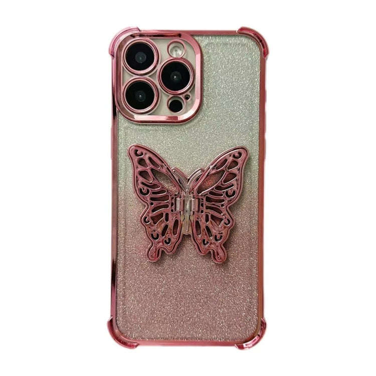 Electroplated Glitter 3D Butterfly Four-corner Shockproof TPU Phone Case, For iPhone 13 Pro Max, ...