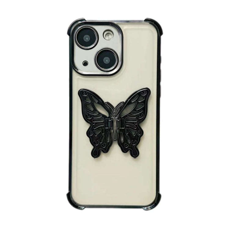Electrpolated 3D Butterfly Holder TPU Phone Case, For iPhone 15 Pro Max, For iPhone 15 Pro, For i...