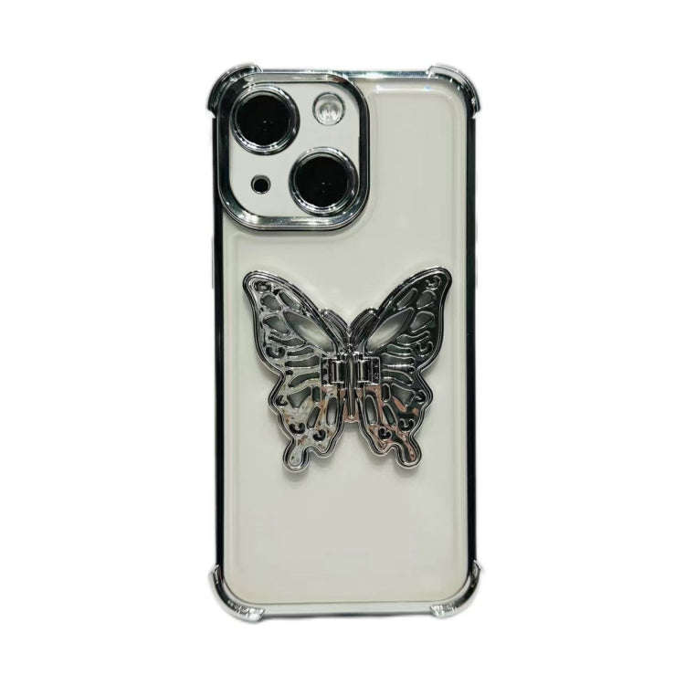 Electrpolated 3D Butterfly Holder TPU Phone Case, For iPhone 15 Pro Max, For iPhone 15 Pro, For i...
