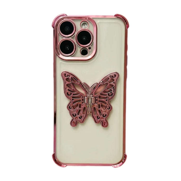 Electrpolated 3D Butterfly Holder TPU Phone Case, For iPhone 15 Pro Max, For iPhone 15 Pro, For i...