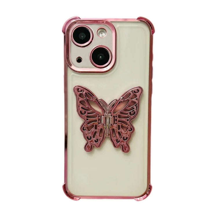 Electrpolated 3D Butterfly Holder TPU Phone Case, For iPhone 15 Pro Max, For iPhone 15 Pro, For i...