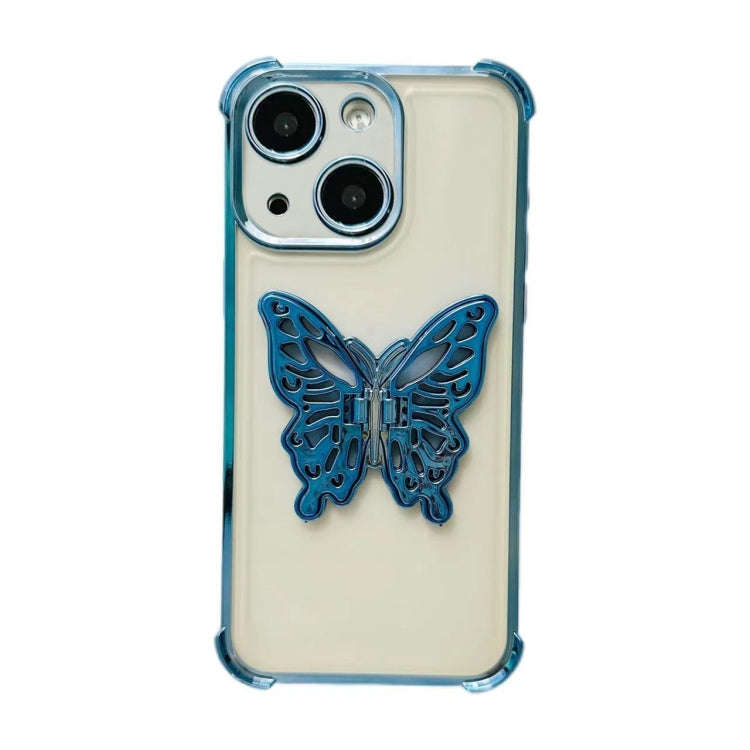 Electrpolated 3D Butterfly Holder TPU Phone Case, For iPhone 15 Pro Max, For iPhone 15 Pro, For i...