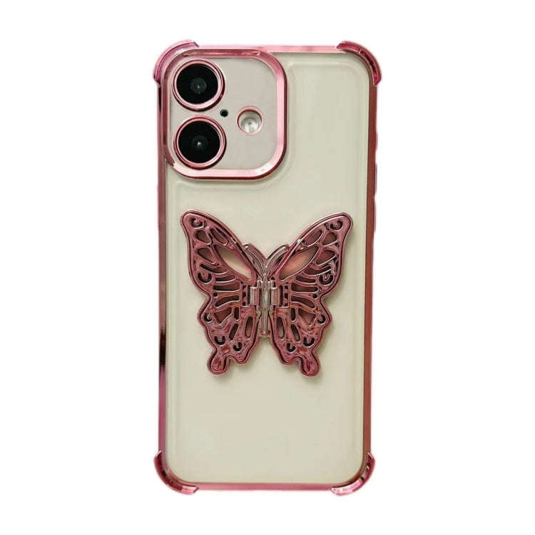 Electrpolated 3D Butterfly Holder TPU Phone Case, For iPhone 17e / 16e, For iPhone 17 Pro Max, Fo...