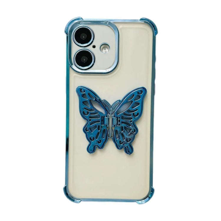 Electrpolated 3D Butterfly Holder TPU Phone Case, For iPhone 17e / 16e, For iPhone 17 Pro Max, Fo...