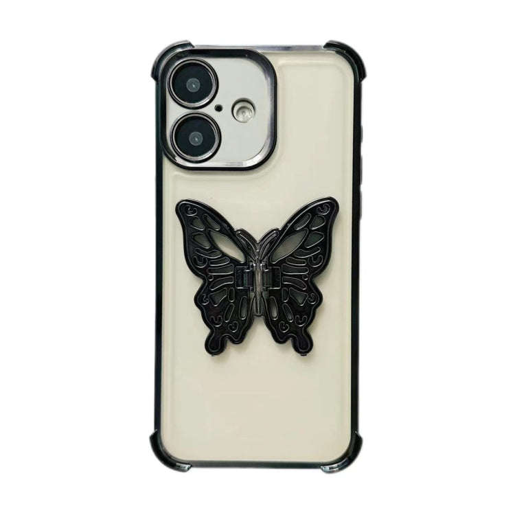 Electrpolated 3D Butterfly Holder TPU Phone Case, For iPhone 17e / 16e, For iPhone 17 Pro Max, Fo...