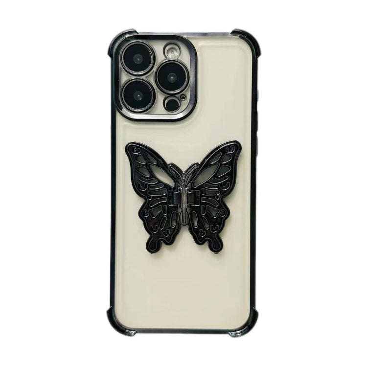 Electrpolated 3D Butterfly Holder TPU Phone Case, For iPhone 17e / 16e, For iPhone 17 Pro Max, Fo...