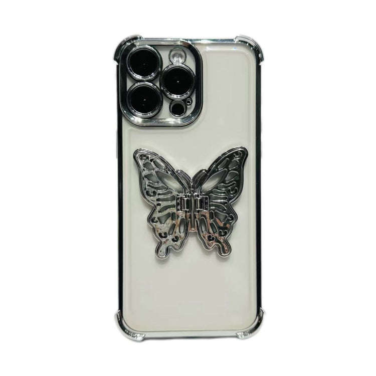 Electrpolated 3D Butterfly Holder TPU Phone Case, For iPhone 17e / 16e, For iPhone 17 Pro Max, Fo...