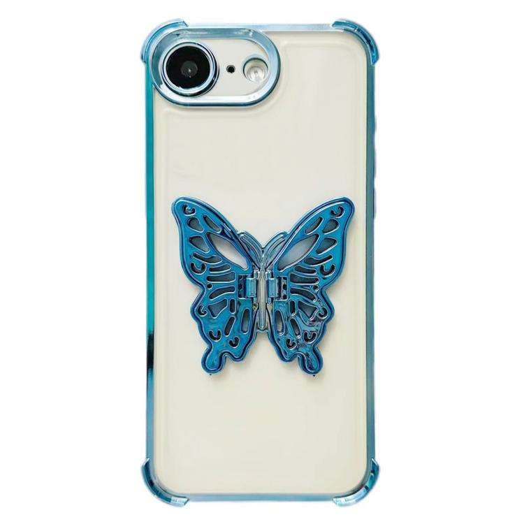 Electrpolated 3D Butterfly Holder TPU Phone Case, For iPhone 17e / 16e, For iPhone 17 Pro Max, Fo...