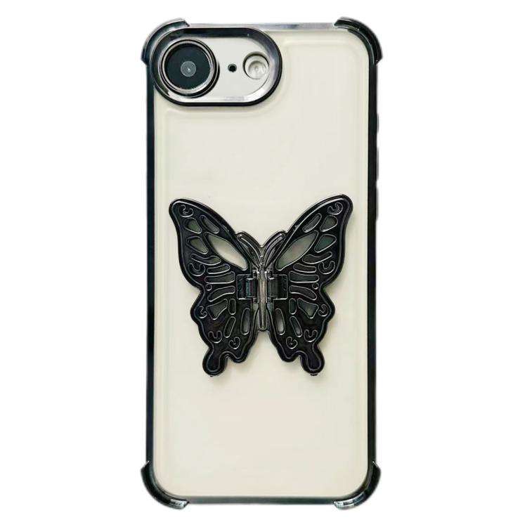 Electrpolated 3D Butterfly Holder TPU Phone Case, For iPhone 17e / 16e, For iPhone 17 Pro Max, Fo...