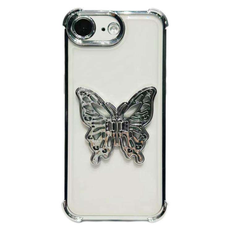 Electrpolated 3D Butterfly Holder TPU Phone Case, For iPhone 17e / 16e, For iPhone 17 Pro Max, Fo...