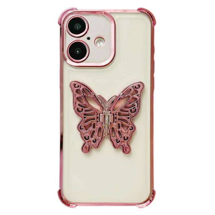 Electrpolated 3D Butterfly Holder TPU Phone Case, For iPhone 17e / 16e, For iPhone 17 Pro Max, Fo...