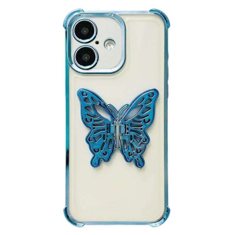 Electrpolated 3D Butterfly Holder TPU Phone Case, For iPhone 17e / 16e, For iPhone 17 Pro Max, Fo...