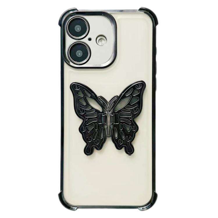 Electrpolated 3D Butterfly Holder TPU Phone Case, For iPhone 17e / 16e, For iPhone 17 Pro Max, Fo...