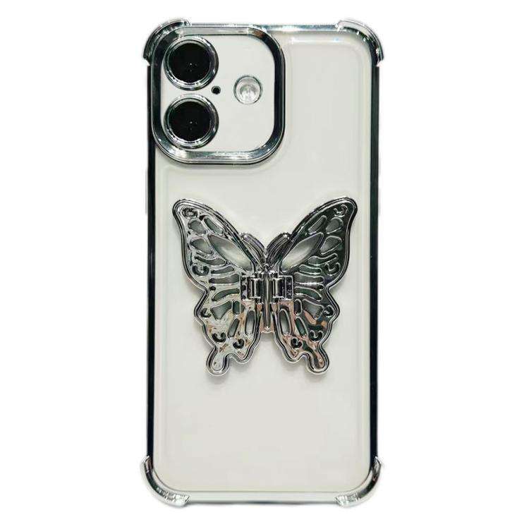 Electrpolated 3D Butterfly Holder TPU Phone Case, For iPhone 17e / 16e, For iPhone 17 Pro Max, Fo...
