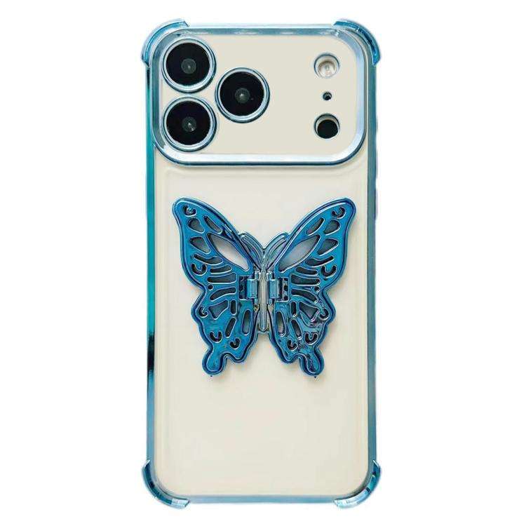 Electrpolated 3D Butterfly Holder TPU Phone Case, For iPhone 17e / 16e, For iPhone 17 Pro Max, Fo...