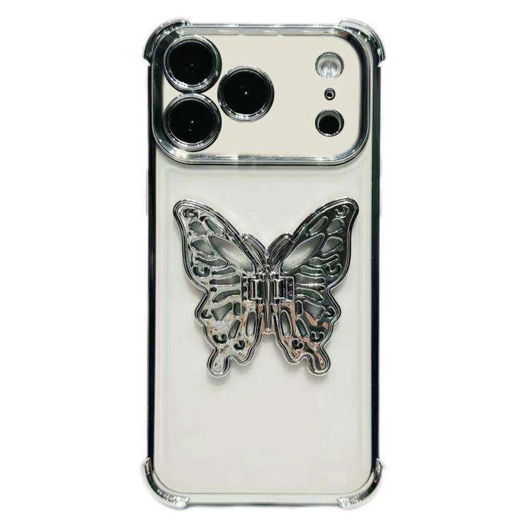Electrpolated 3D Butterfly Holder TPU Phone Case, For iPhone 17e / 16e, For iPhone 17 Pro Max, Fo...
