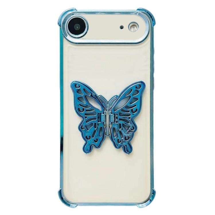 Electrpolated 3D Butterfly Holder TPU Phone Case, For iPhone 17e / 16e, For iPhone 17 Pro Max, Fo...