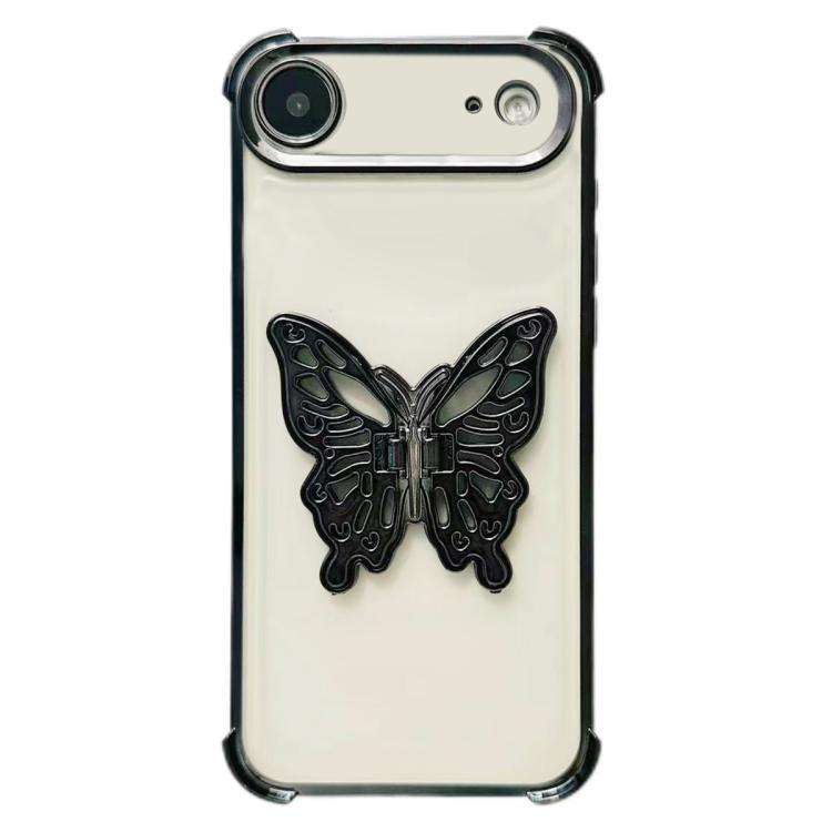Electrpolated 3D Butterfly Holder TPU Phone Case, For iPhone 17e / 16e, For iPhone 17 Pro Max, Fo...