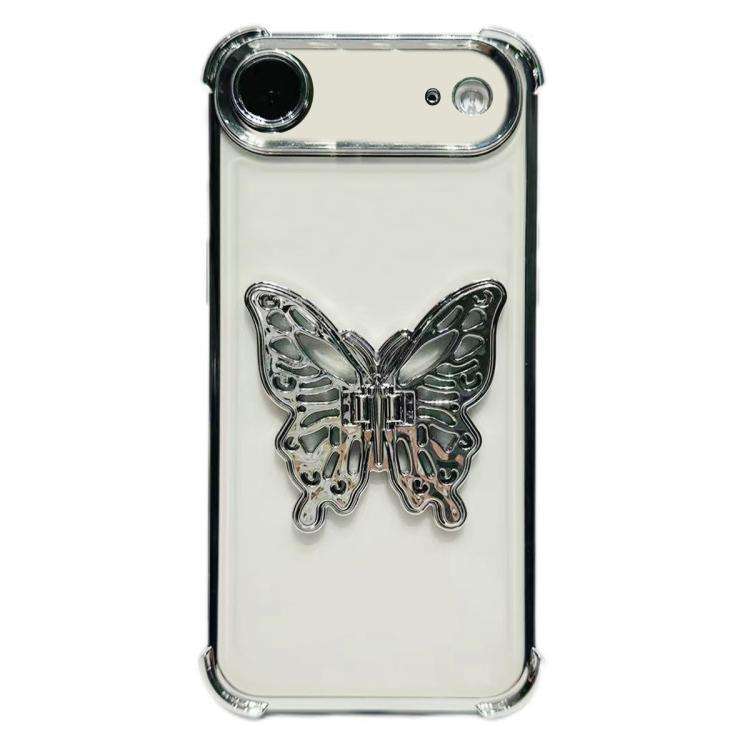 Electrpolated 3D Butterfly Holder TPU Phone Case, For iPhone 17e / 16e, For iPhone 17 Pro Max, Fo...