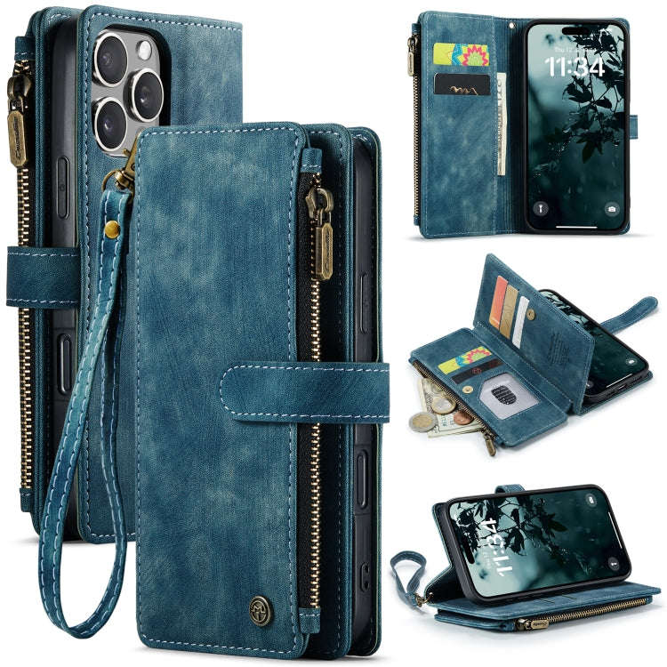 CaseMe C30 Card Slots Zipper Wallet Leather Phone Case, For iPhone 17e / 16e, For iPhone 17 Pro M...