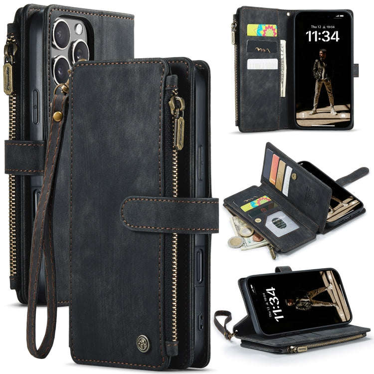 CaseMe C30 Card Slots Zipper Wallet Leather Phone Case, For iPhone 17e / 16e, For iPhone 17 Pro M...
