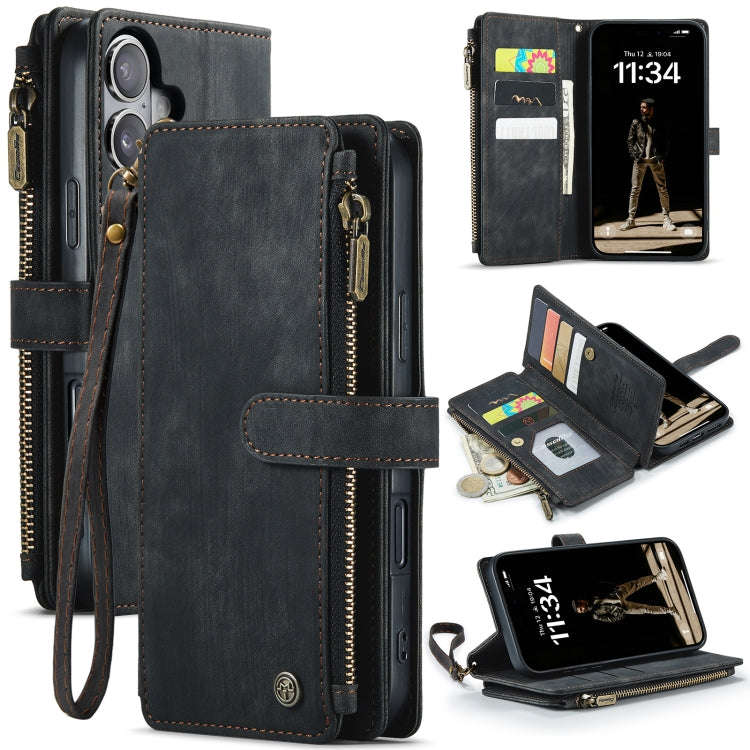 CaseMe C30 Card Slots Zipper Wallet Leather Phone Case, For iPhone 17e / 16e, For iPhone 17 Pro M...