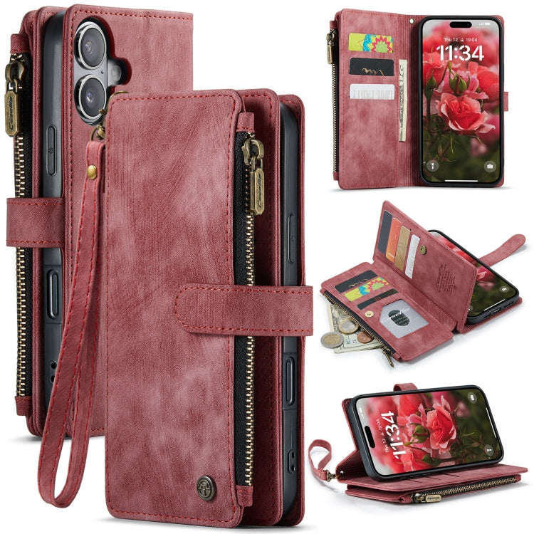 CaseMe C30 Card Slots Zipper Wallet Leather Phone Case, For iPhone 17e / 16e, For iPhone 17 Pro M...