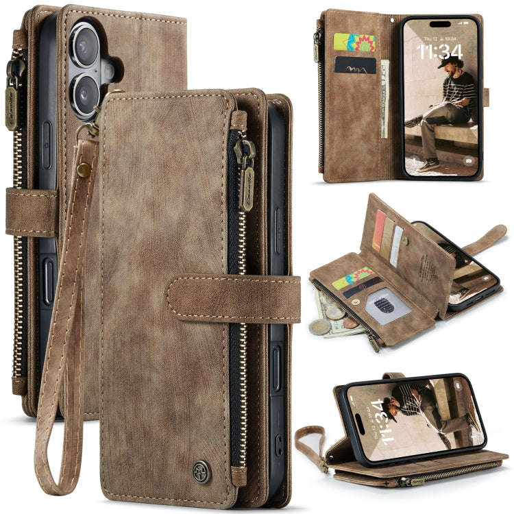 CaseMe C30 Card Slots Zipper Wallet Leather Phone Case, For iPhone 17e / 16e, For iPhone 17 Pro M...