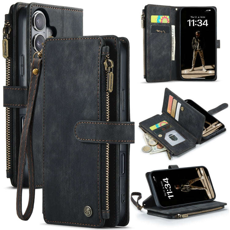 CaseMe C30 Card Slots Zipper Wallet Leather Phone Case, For iPhone 17e / 16e, For iPhone 17 Pro M...
