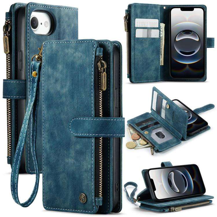 CaseMe C30 Card Slots Zipper Wallet Leather Phone Case, For iPhone 17e / 16e, For iPhone 17 Pro M...