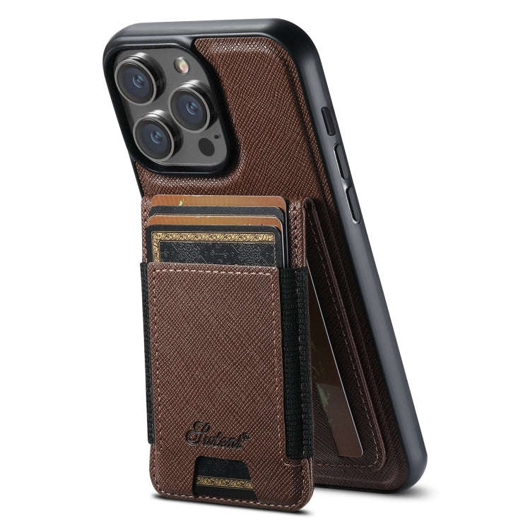 Suteni H17 Cross Grain Leather MagSafe Detachable Wallet Phone Case, For iPhone 14, For iPhone 14...