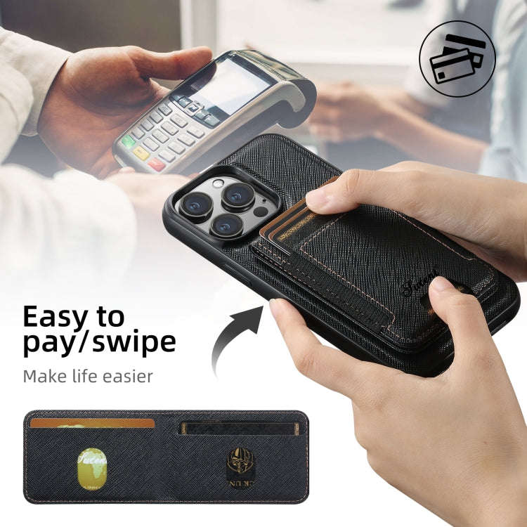 Suteni H17 Cross Grain Leather MagSafe Detachable Wallet Phone Case, For iPhone 14, For iPhone 14...
