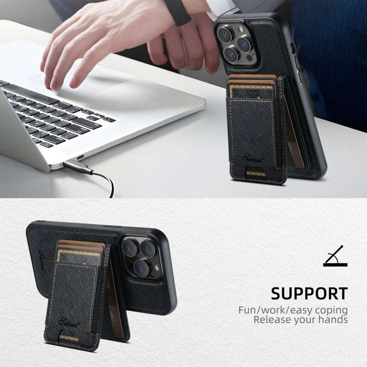 Suteni H17 Cross Grain Leather MagSafe Detachable Wallet Phone Case, For iPhone 14, For iPhone 14...
