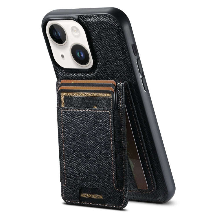 Suteni H17 Cross Grain Leather MagSafe Detachable Wallet Phone Case, For iPhone 14, For iPhone 14...