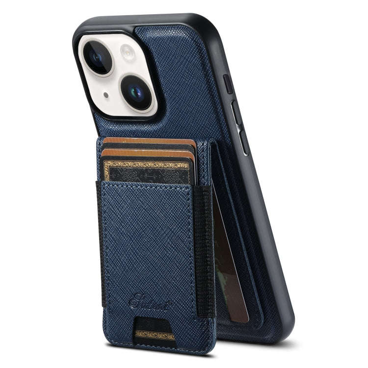 Suteni H17 Cross Grain Leather MagSafe Detachable Wallet Phone Case, For iPhone 14, For iPhone 14...