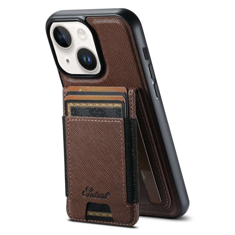 Suteni H17 Cross Grain Leather MagSafe Detachable Wallet Phone Case, For iPhone 14, For iPhone 14...