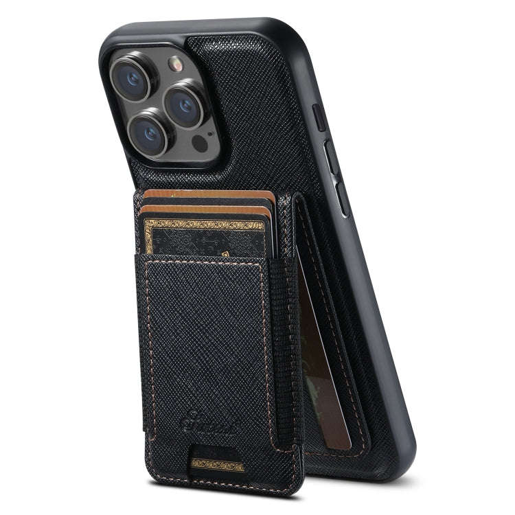 Suteni H17 Cross Grain Leather MagSafe Detachable Wallet Phone Case, For iPhone 14, For iPhone 14...
