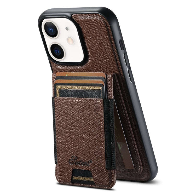 Suteni H17 Cross Grain Leather MagSafe Detachable Wallet Phone Case, For iPhone 14, For iPhone 14...