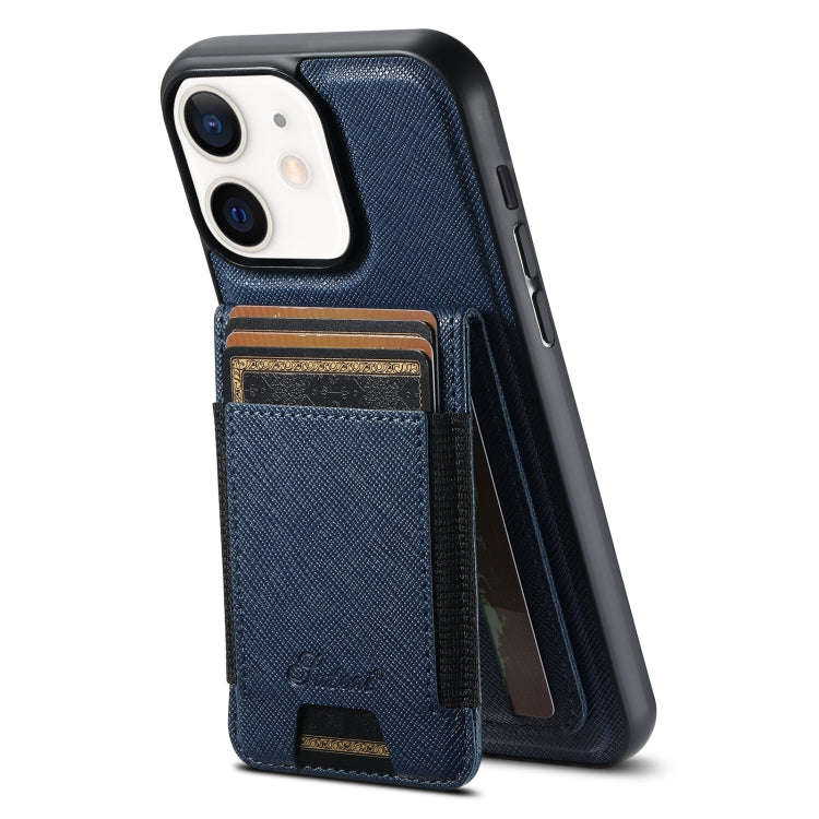 Suteni H17 Cross Grain Leather MagSafe Detachable Wallet Phone Case, For iPhone 14, For iPhone 14...