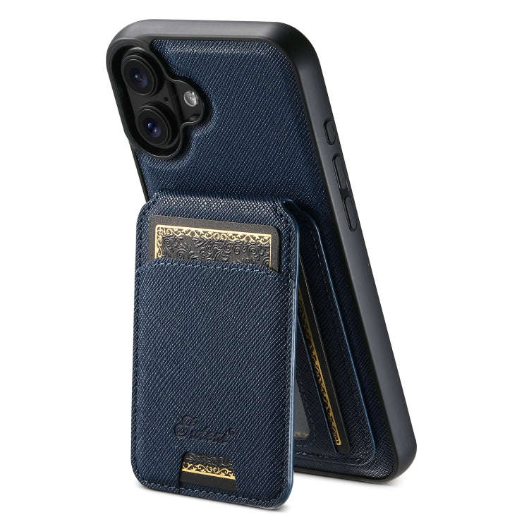Suteni H18 Cross Grain MagSafe Wallet Leather Phone Case, For iPhone 18, For iPhone 18 Pro, For i...