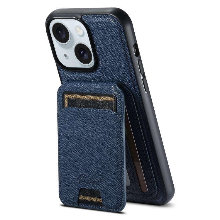Suteni H18 Cross Grain MagSafe Wallet Leather Phone Case, For iPhone 18, For iPhone 18 Pro, For i...